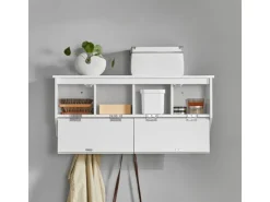 SoBuy Wandgarderobe mit 2 Klappen und 5 Haken MDF Weiß FHK24-W