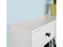 SoBuy Wandgarderobe mit 2 Schubladen und 5 Haken Holz Weiß FRG178-W