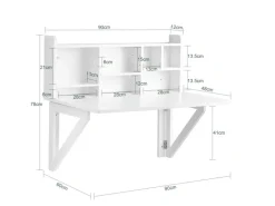 SoBuy Wandklapptisch mit integriertem Regal MDF Weiß FWT07-II-W