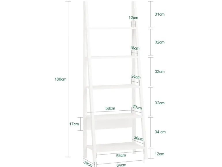 SoBuy Wandregal Leiterregal Standregal Bücherregal Weiß FRG61-W