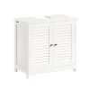 SoBuy Waschbeckenunterschrank Badschrank mit 2 Lamellentüren MDF 60x58x35cm Weiß FRG237-W