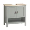 SoBuy Waschbeckenunterschrank Badschrank mit 2 Türen und 1 Fach 60x60x30cm Grau BZR69-HG