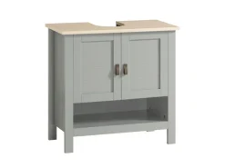 SoBuy Waschbeckenunterschrank Badschrank mit 2 Türen und 1 Fach 60x60x30cm Grau BZR69-HG