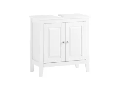 SoBuy Waschbeckenunterschrank Badschrank mit 2 Türen MDF 60x62x30cm Weiß FRG202-W