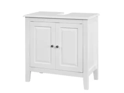 SoBuy Waschbeckenunterschrank Badschrank mit 2 Türen MDF 60x62x30cm Weiß FRG202-W