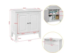 SoBuy Waschbeckenunterschrank Badschrank mit 2 Türen MDF 60x62x30cm Weiß FRG202-W