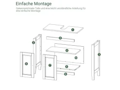SoBuy Waschbeckenunterschrank Badschrank mit 2 Türen MDF 60x62x30cm Weiß FRG202-W