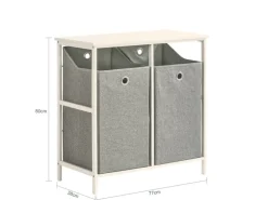 SoBuy Wäscheschrank mit 2 abnehmbaren Wäschesäcken Metall Vlies Grau BZR57-W