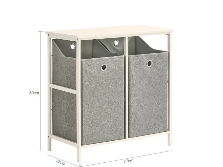 SoBuy Wäscheschrank mit 2 abnehmbaren Wäschesäcken Metall Vlies Grau BZR57-W