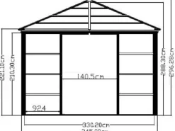 Sojag Aluminium Pavillon Castel 12 x 14 Bronze 362 cm x 427 cm x 296 cm