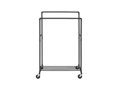 Songmics Doppelkleiderstange mit Rollen und Ablage 50 x 100 x 163 cm Schwarz