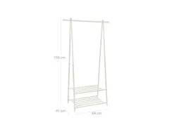 Songmics Kleiderständer 2 Ablagen 40 cm x 87,5 cm x 155 cm Weiß