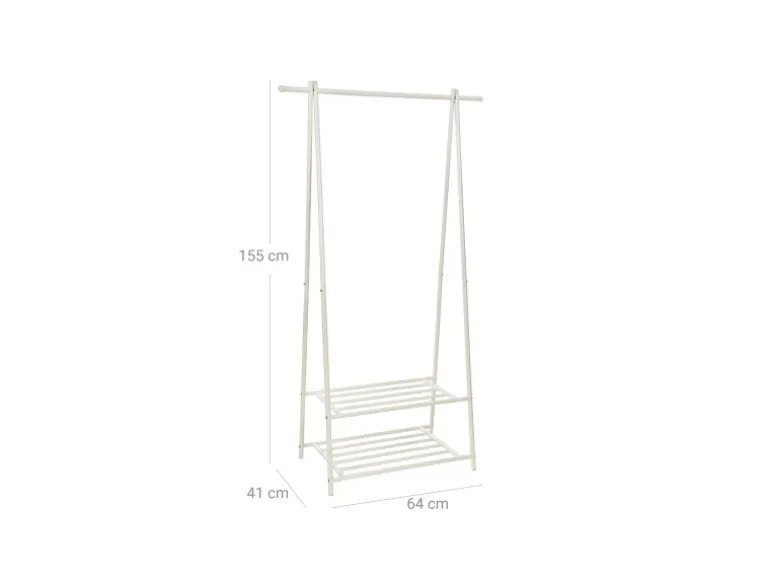 Songmics Kleiderständer 2 Ablagen 40 cm x 87,5 cm x 155 cm Weiß