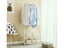 Songmics Kleiderständer 2 Ablagen 40 cm x 87,5 cm x 155 cm Weiß