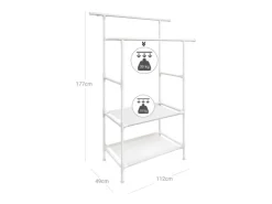Songmics Kleiderständer 2 Ablagen 47 cm x 117 cm x 176 cm Weiß