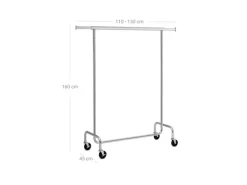 Songmics Kleiderständer mit Rollen 150 cm x 45 cm x 160 cm Silber