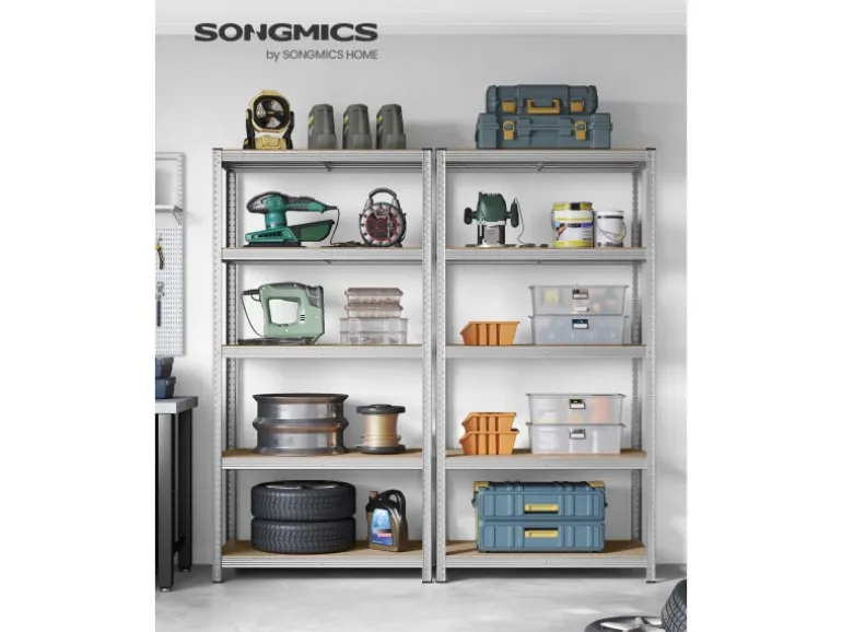 Songmics Lagerregal 50 cm x 100 cm x 200 cm Silber