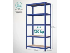 Songmics Lagerregal 50 cm x 100 cm x 200 cm Blau