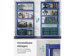 Songmics Lagerregal 50 cm x 100 cm x 200 cm Blau