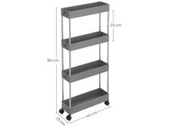Songmics Rollwagen 4 Ebenen 12,5 cm x 40 cm x 88 cm Grau