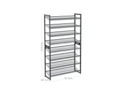 Songmics Schuhregal 8 Ebenen 30,7 cm x 92,5 cm x 163,5 cm Grau