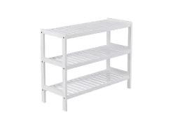 Songmics Schuhregal 3 Ebenen Bambus 26 cm x 70 cm x 55 cm Weiß
