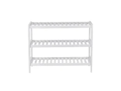 Songmics Schuhregal 3 Ebenen Bambus 26 cm x 70 cm x 55 cm Weiß