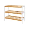 Songmics Schuhregal Bambus 26 cm x 70 cm x 55 cm Weiß-Naturfarben