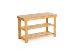 Songmics Schuhregal mit Sitzbank 70 cm x 28 cm x 45 cm Naturfarben