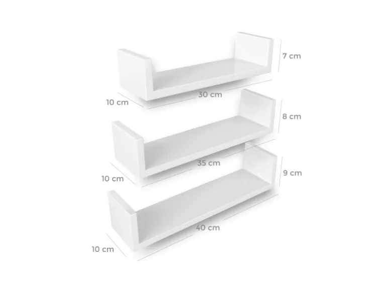 Songmics Schweberegal 3er Set Weiß