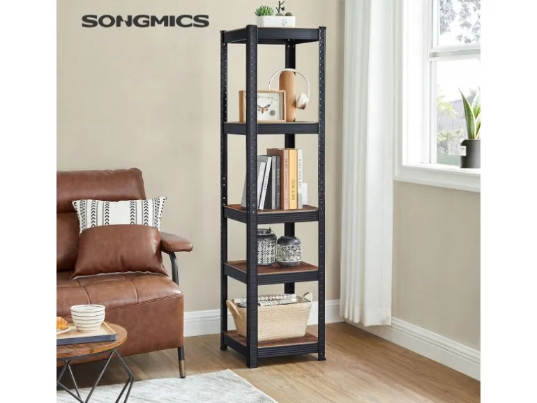 Songmics Schwerlastregal 37 cm x 37 cm x 150 cm Braun-Schwarz