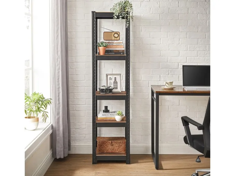 Songmics Schwerlastregal 37 cm x 37 cm x 150 cm Braun-Schwarz