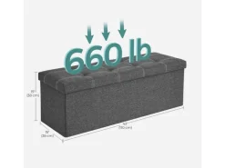 Songmics Sitzbank mit Stauraum 110 cm x 38 cm x 38 cm Grau