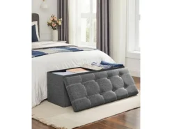 Songmics Sitzbank mit Stauraum 110 cm x 38 cm x 38 cm Grau