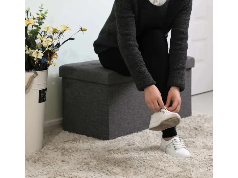 Songmics Sitzbank mit Stauraum 38 cm x 76 cm x 38 cm Grau