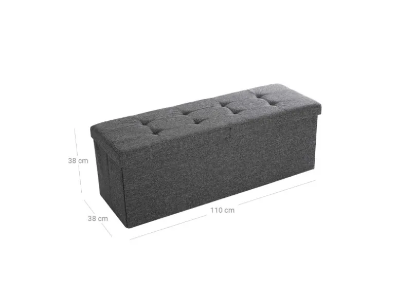 Songmics Sitzbank mit Stauraum 38 cm x 110 cm x 38 cm Dunkelgrau