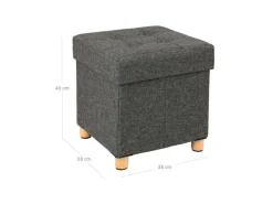 Songmics Sitzhocker mit Stauraum 38 cm x 38 cm x 40 cm Grau