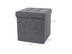 Songmics Sitzwürfel mit Stauraum 38 cm x 38 cm x 38 cm Grau