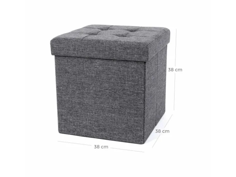 Songmics Sitzwürfel mit Stauraum 38 cm x 38 cm x 38 cm Grau