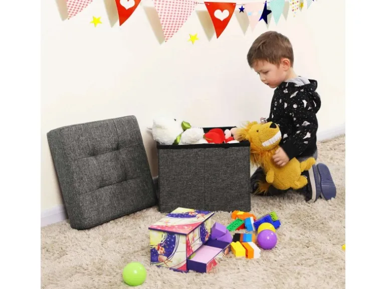 Songmics Sitzwürfel mit Stauraum 38 cm x 38 cm x 38 cm Grau