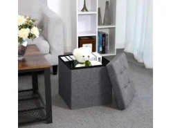 Songmics Sitzwürfel mit Stauraum 38 cm x 38 cm x 38 cm Grau