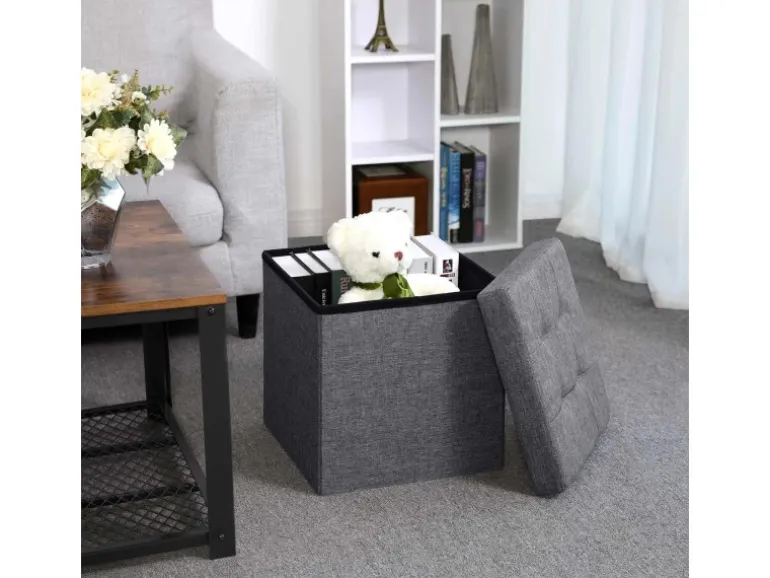Songmics Sitzwürfel mit Stauraum 38 cm x 38 cm x 38 cm Grau