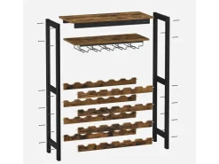 Songmics Weinregal für 24 Flaschen 29 cm x 66 cm x 104 cm Braun-Schwarz