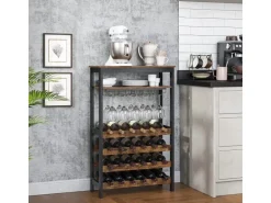 Songmics Weinregal für 24 Flaschen 29 cm x 66 cm x 104 cm Braun-Schwarz