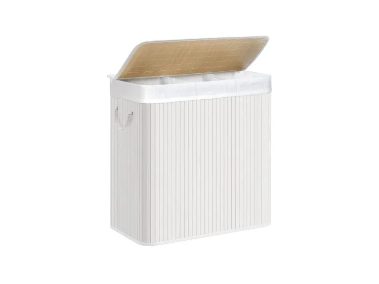 Songmics Wäschekorb 3 Sortierfächern 40 cm x 60 cm x 61,5 cm Weiß 150 l