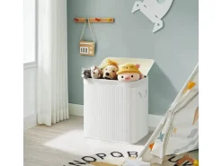 Songmics Wäschekorb 3 Sortierfächern 40 cm x 60 cm x 61,5 cm Weiß 150 l