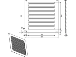 SOTECH Aluminium-Lüftungsgitter 250 x 250 mm Weiß Aufschraubbar mit Insektenschutz