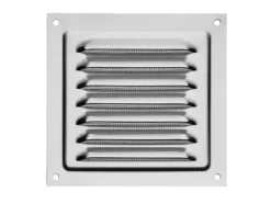 SOTECH Aluminium-Lüftungsgitter 125 x 125 mm Edelstahloptik Aufschraubbar mit Insektenschutz
