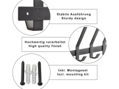SOTECH Blackline ALBA Hakenleiste Groß 450 mm mit 5 Haken Schwarz Pulverbeschichtet