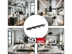 SOTECH Blackline FORTE Hakenleiste 345 mm mit 4 Haken Schwarz Pulverbeschichtet